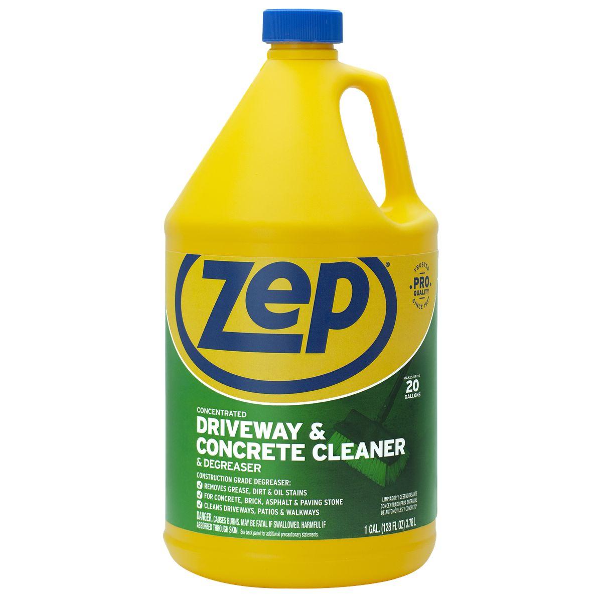 Zep ZUCON128 Concrete and Masonry Cleaner, Liquid, Characteristic, Mild, Clear/Purple, 128 oz Can