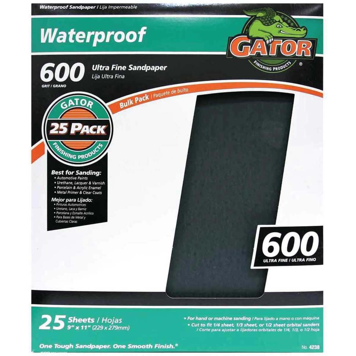 Gator 3280 Sanding Sheet, 11 in L, 9 in W, 600 Grit, Ultra Fine, Silicon Carbide Abrasive