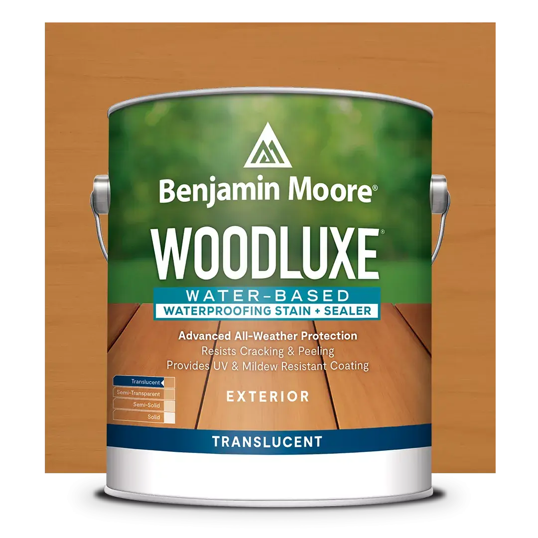 Benjamin Moore Woodluxe Water-Based Waterproofing Exterior Stain  Sealer Translucent Teak 1 Gallon