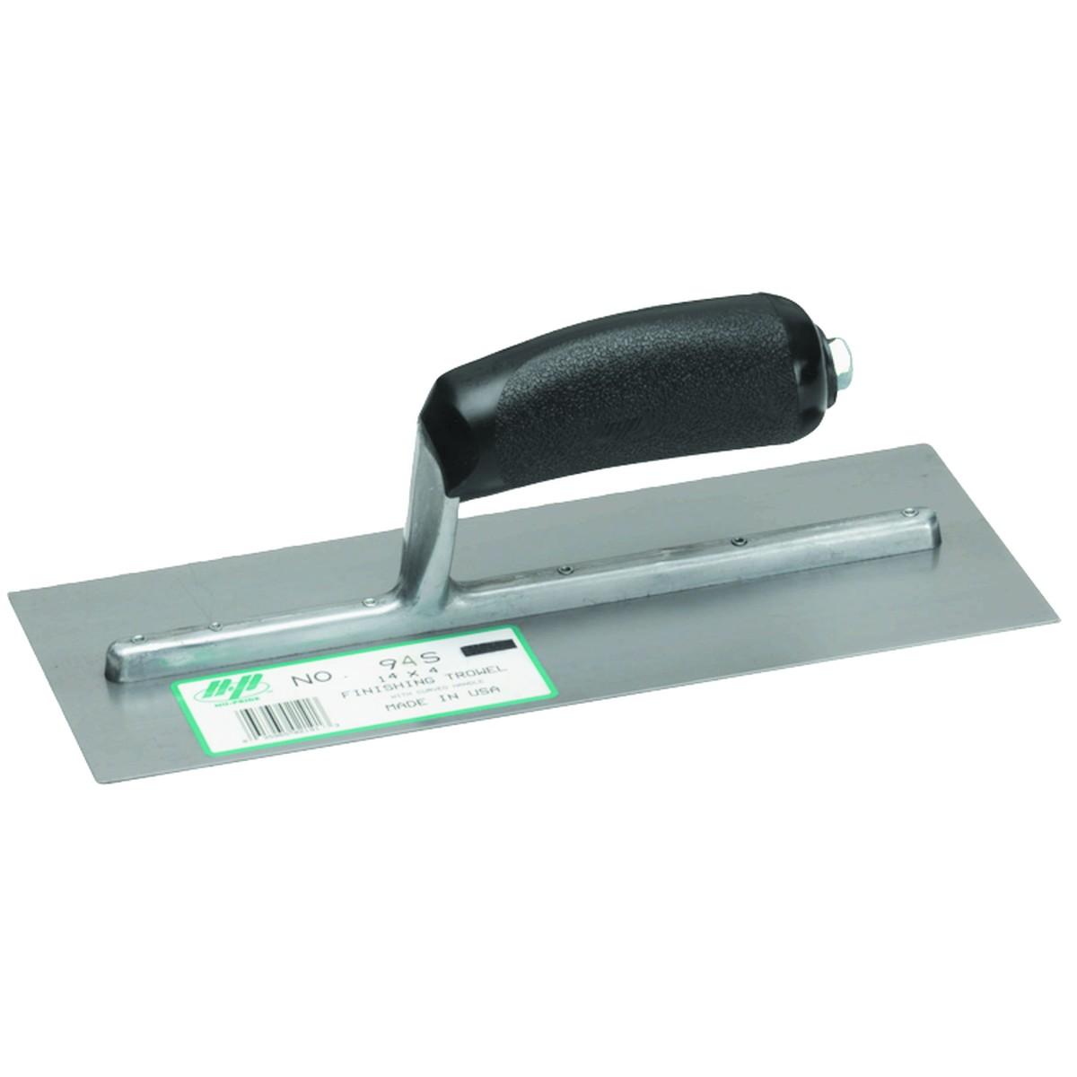 Marshalltown FT144P Finishing Trowel, 14 in L Blade, 4 in W Blade, Steel Blade, Curved Handle, Plastic Handle