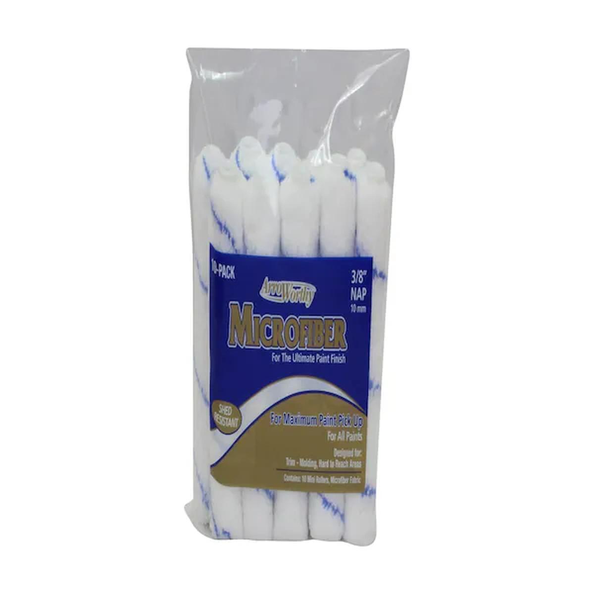 4" x 3/8" Microfiber Roller Covers, 10 Pack