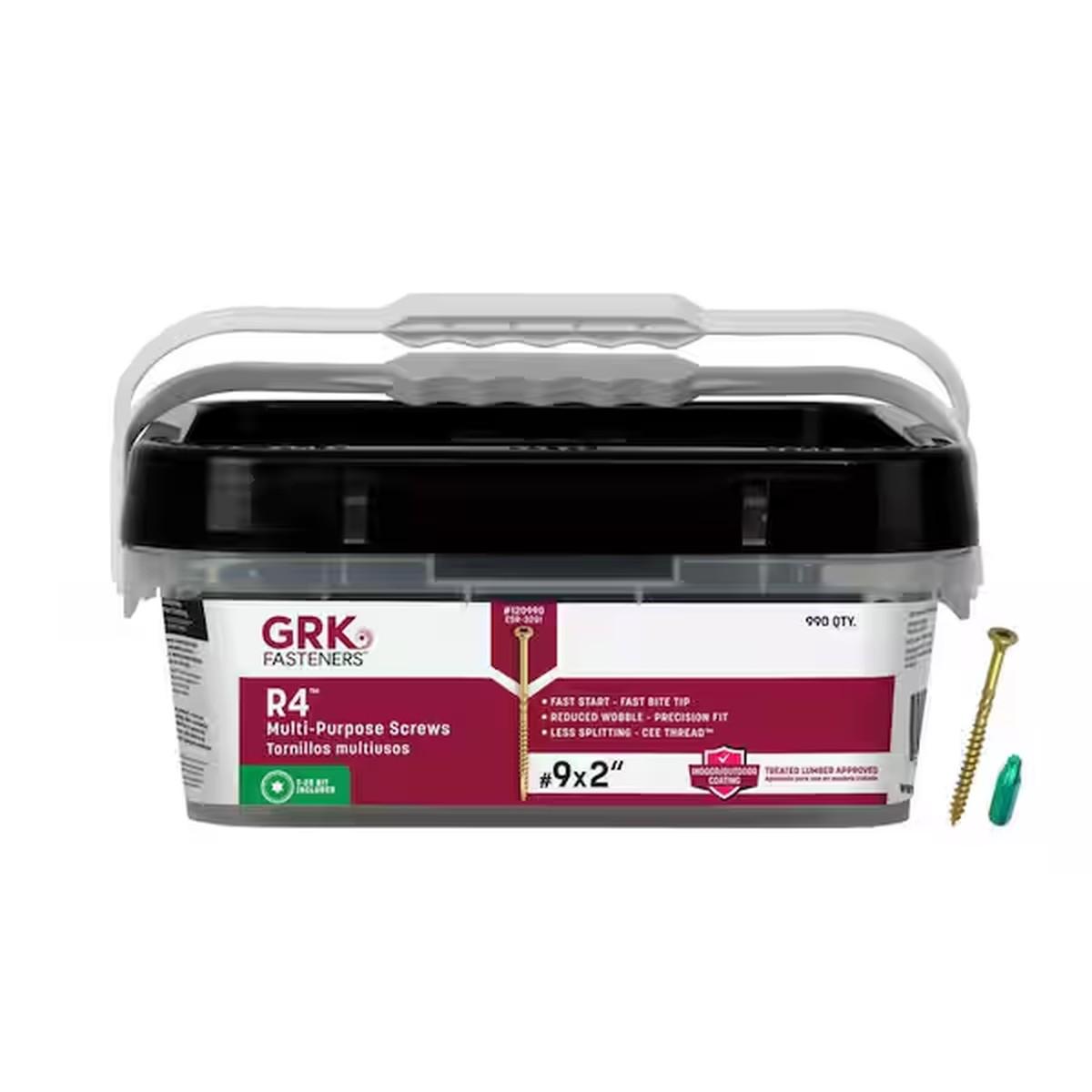 Grk Screws R4 Bucket 9X2" 120990 990Pc