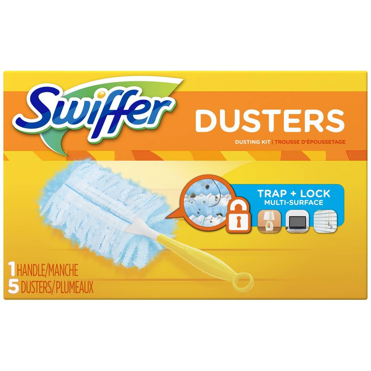 Swiffer 11804 Duster Starter Kit, Fiber Head, Plastic Handle, 6 in L Handle