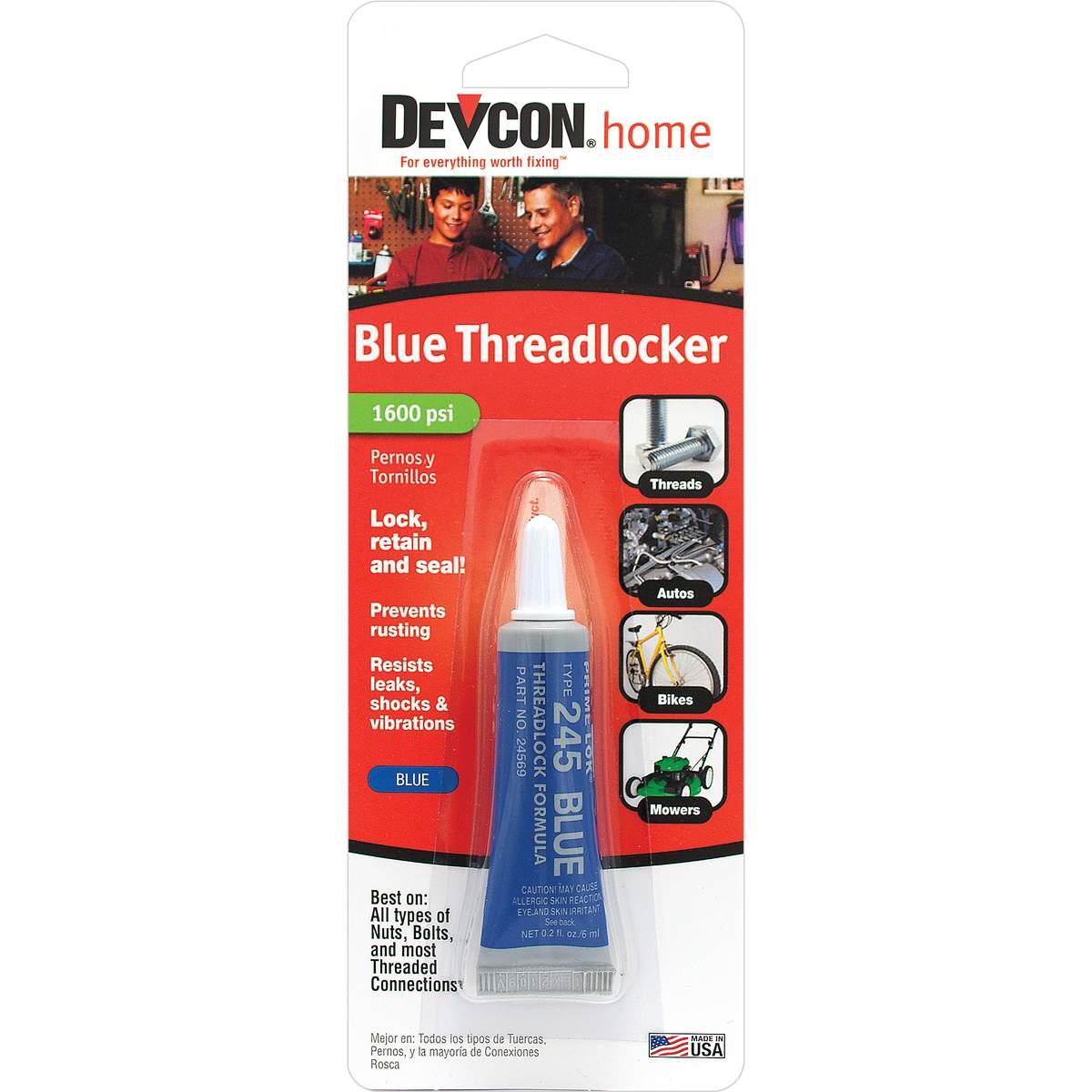 Devcon 24345 Threadlocker, 0.2 oz Bottle, Liquid, Blue