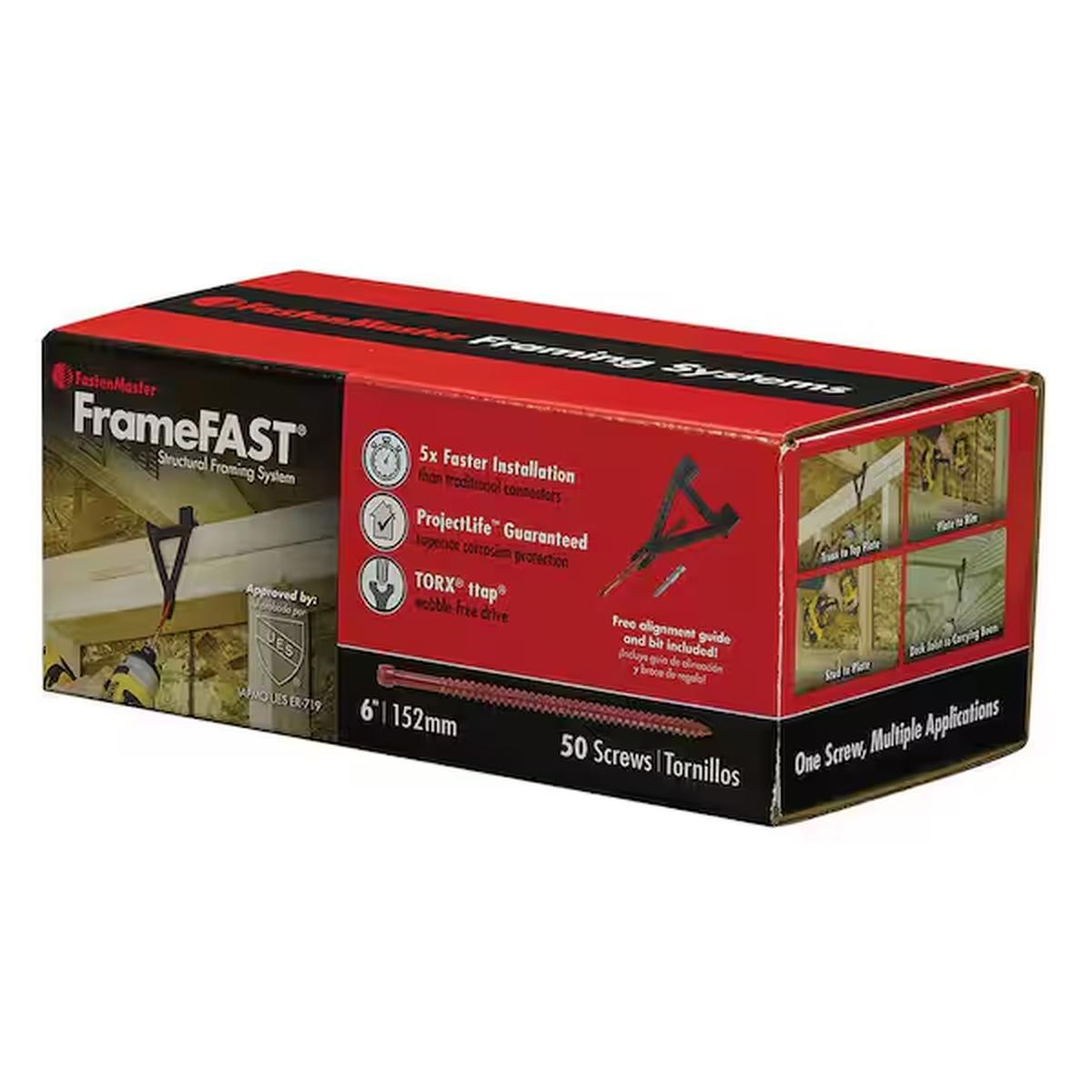 FrameFast 1/4-in 6-in Framing T-Tap Drive Style Round Structural Screw 50 Pack
