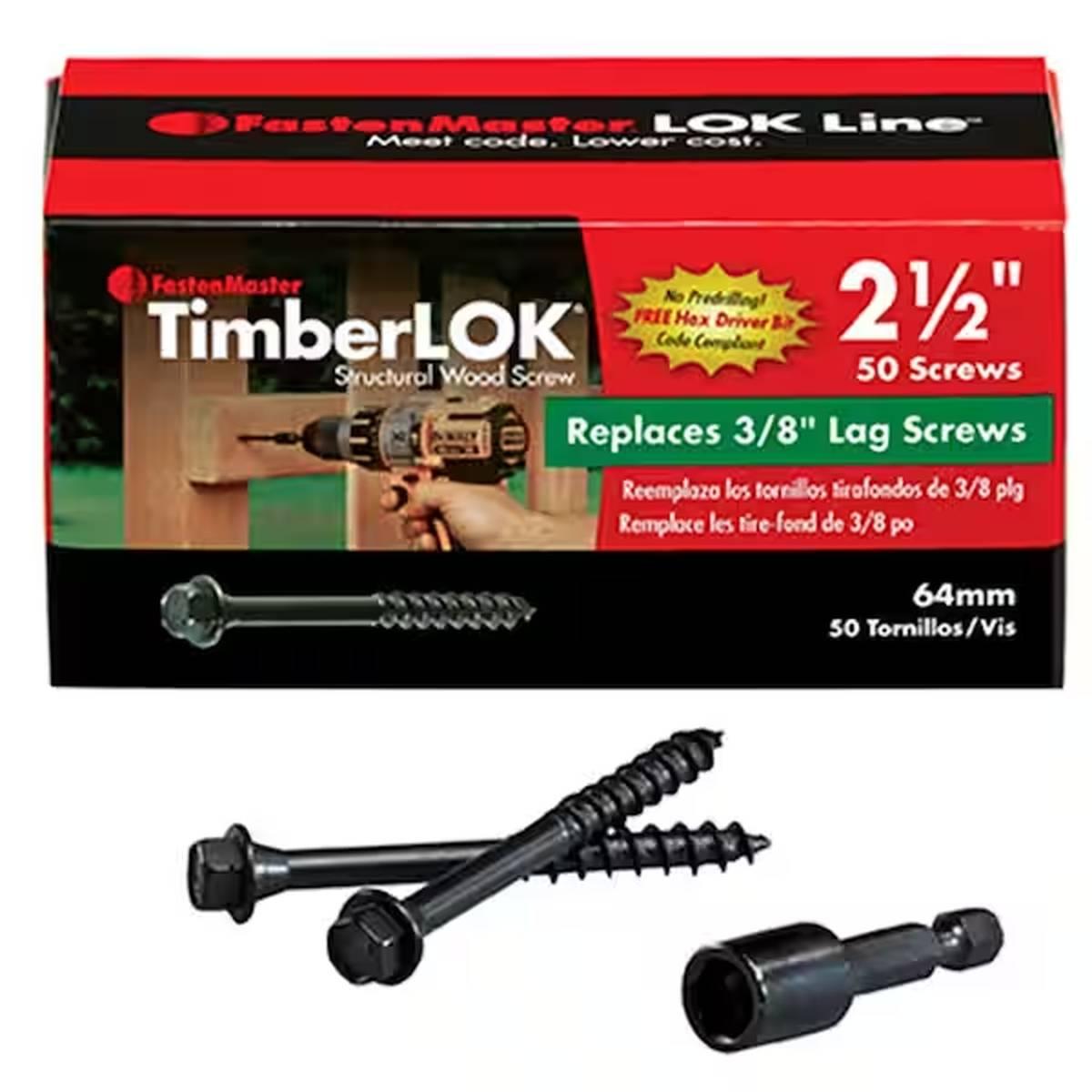 Timberlok 2-1/2-in x 10-in Hex Epoxy Structural Wood Screws 50 Pack