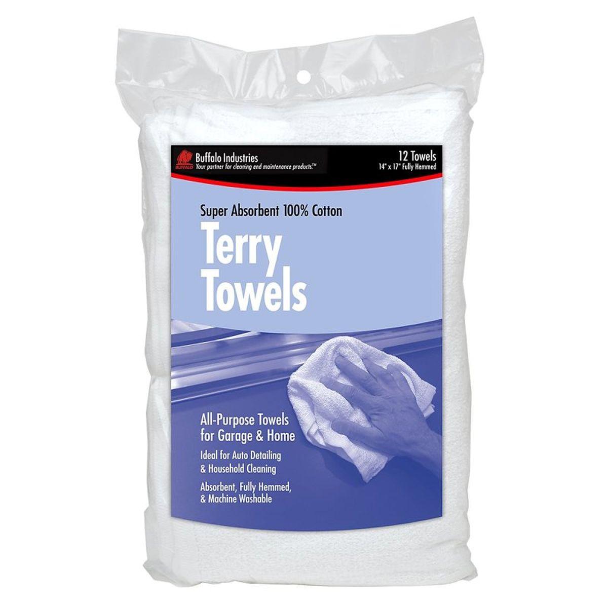 Trimaco SuperTuff 10750 Terry Towel, 17 in L, 14 in W, Cotton, White