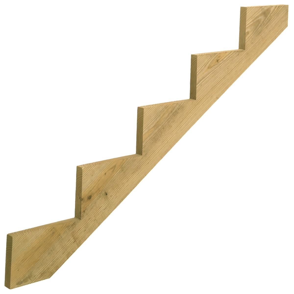 5-Step Treated Wood Stair Stringer, 59.77 in L x 11-1/4 in W