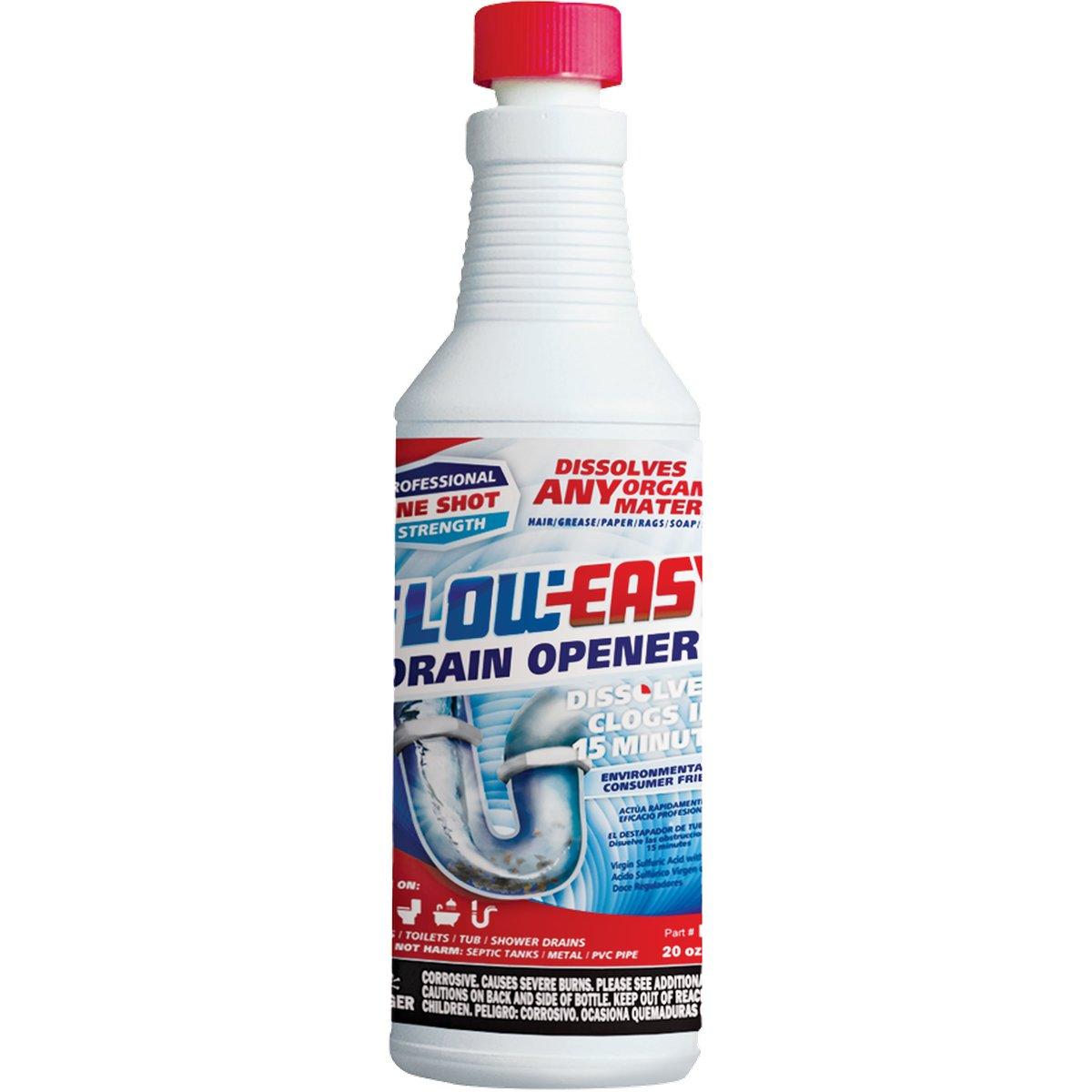 Flow-Easy FE20 Drain Opener, Liquid, Dark Brown, 20 oz Bottle