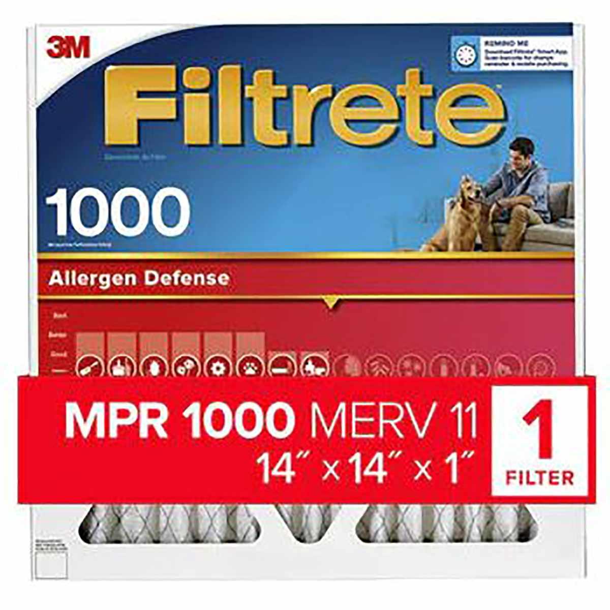 14-in x 14-in x 1-in MERV 11 MPR 1000 Filtrete Allergen Defense Air Filter