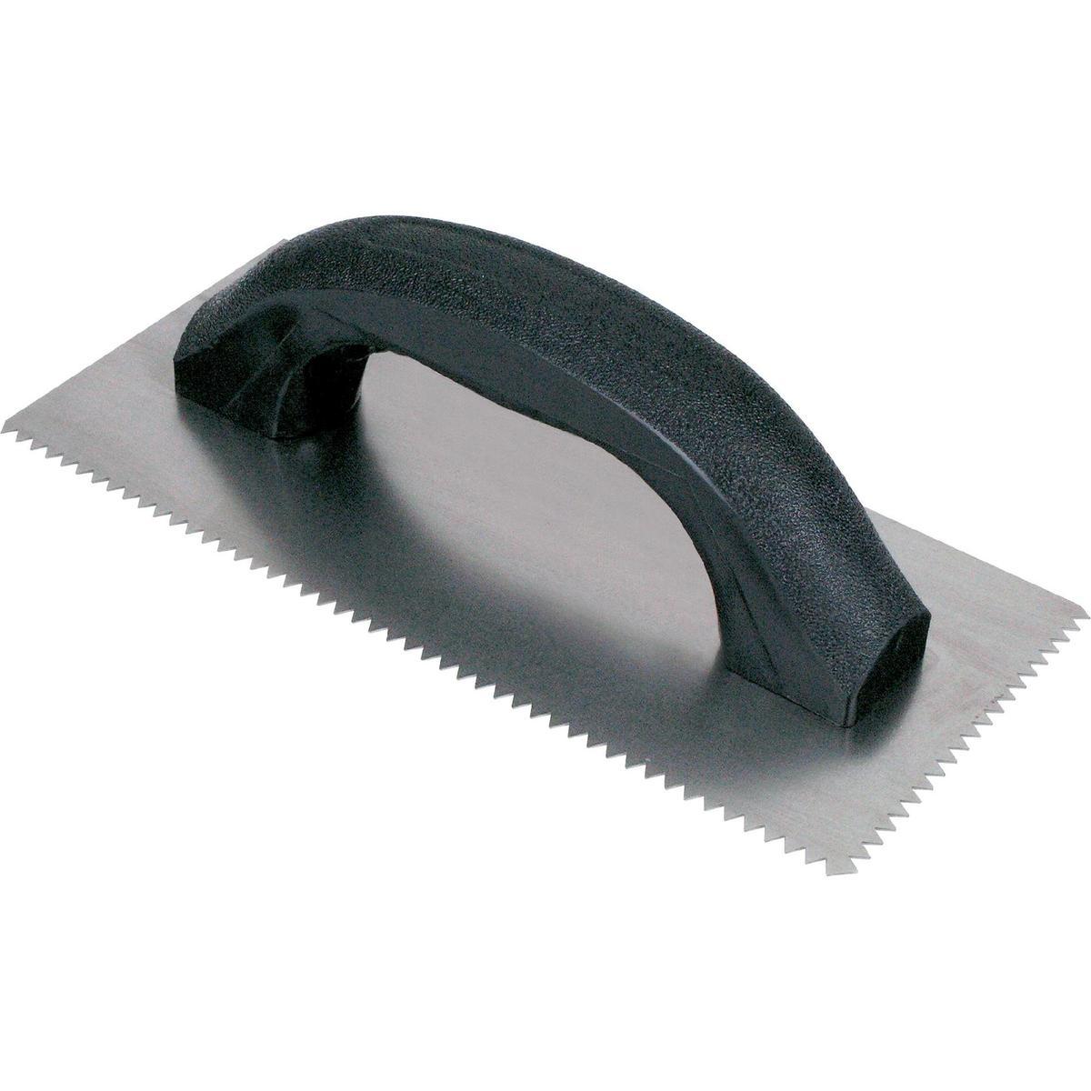 QEP 10115 Standard Notched Trowel, 9 in L, 4 in W, V Notch, Black Handle