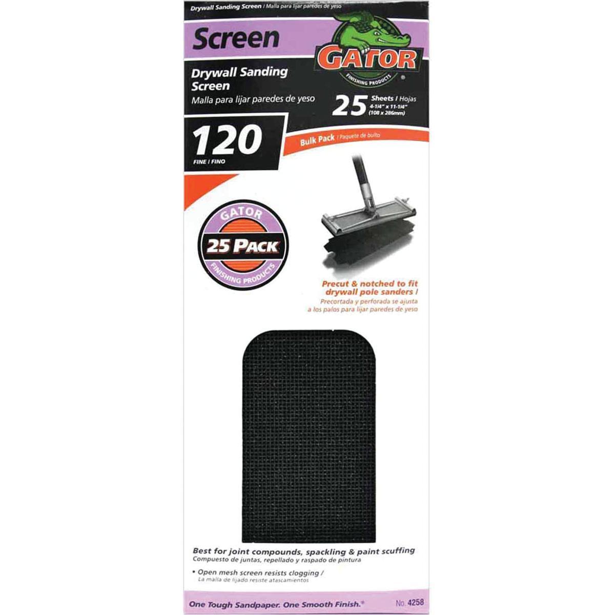 Gator SilicaCut 3302 Sanding Screen, 11-1/4 in L, 4-1/4 in W, 120 Grit, Medium, Silicon Carbide Abrasive, 1-Sheet