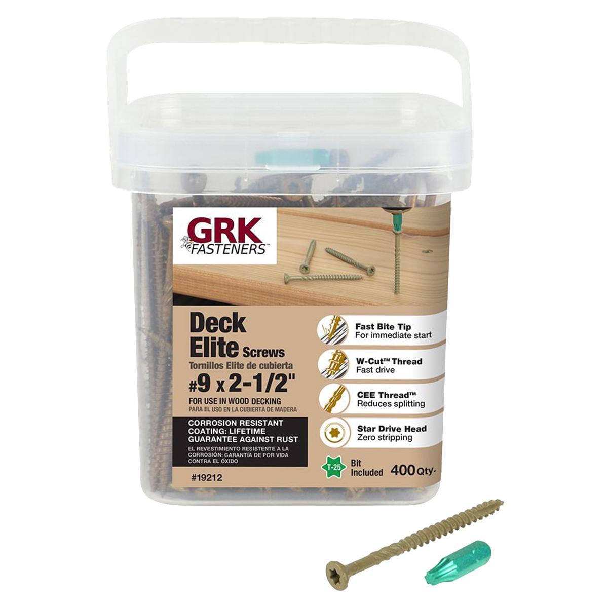 GRK Deck Elite #9 x 2-1/2 in Star Drive Deck Screws 400CT