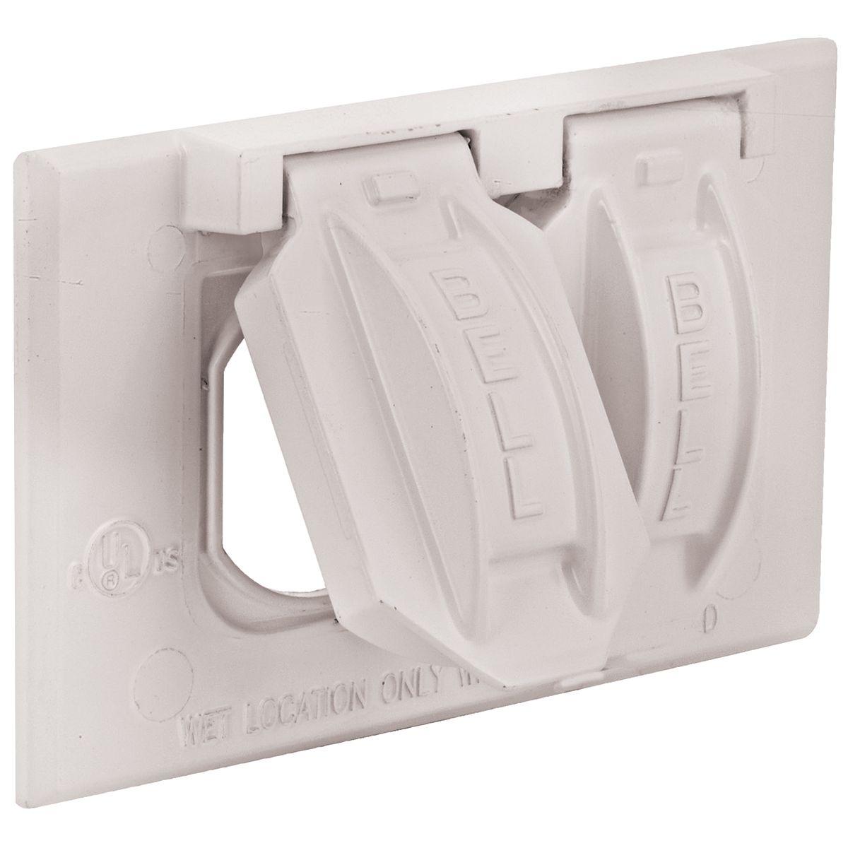Hubbell 5180-1 Cover, 2-13/16 in L, 4-9/16 in W, Aluminum, White, Powder-Coated