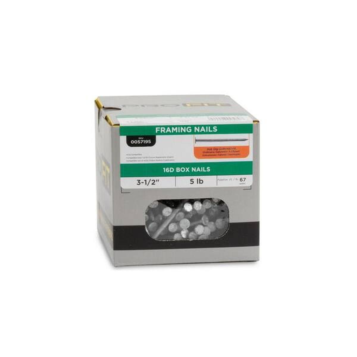 16D x 3-1/2 in Box Nails, Hot Dipped Galvanized, 1 lb Alt #1