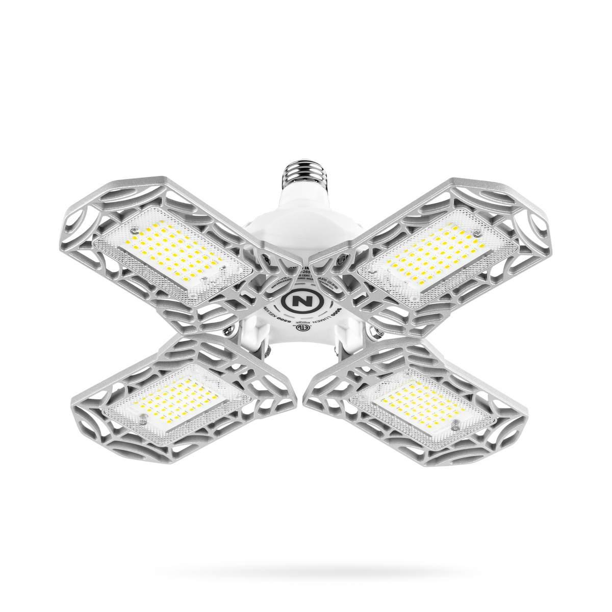 High Bright 9000 Lumen LED Garage Light, Adjustable Panels