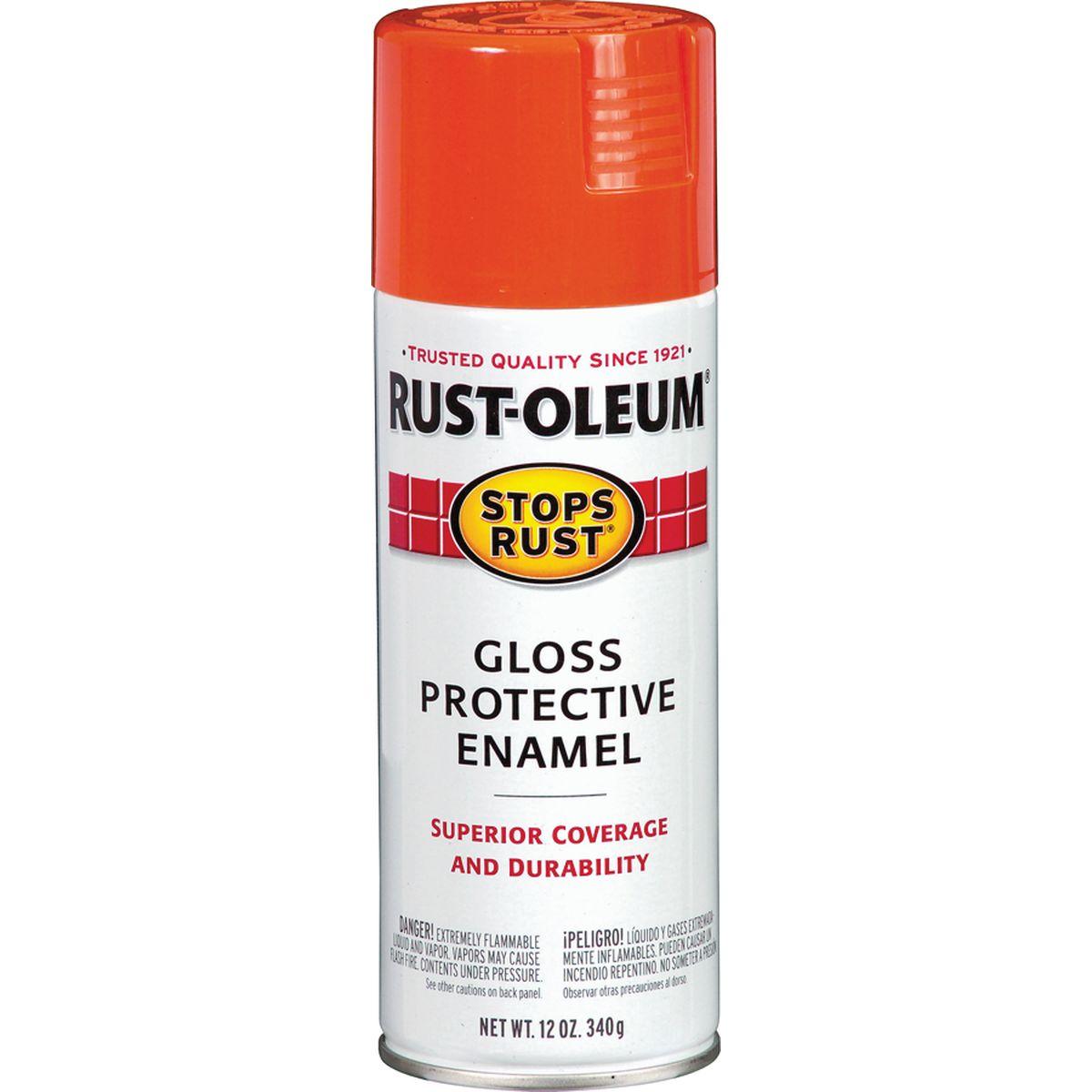 Rust-Oleum 214084 Rust Preventative Spray Paint, 12 oz Can, 6 to 10 sq-ft Coverage Area, Oil Base, Gloss, Orange