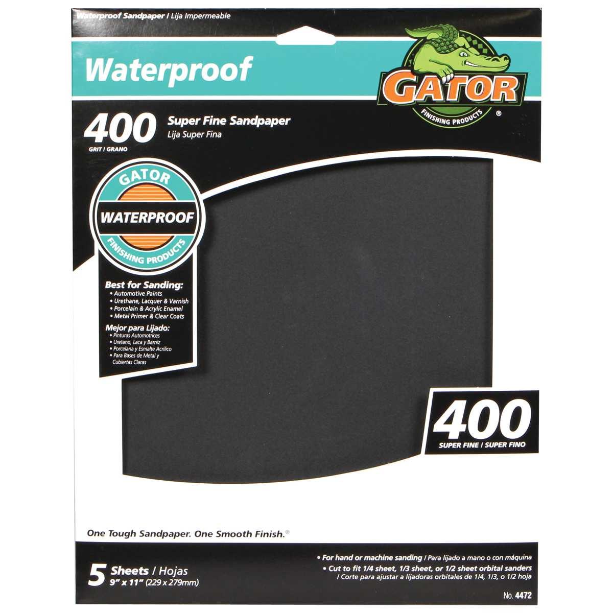 Gator SilicaCut 4472 Sanding Sheet, 11 in L, 9 in W, 400 Grit, Very Fine, Silicon Carbide Abrasive