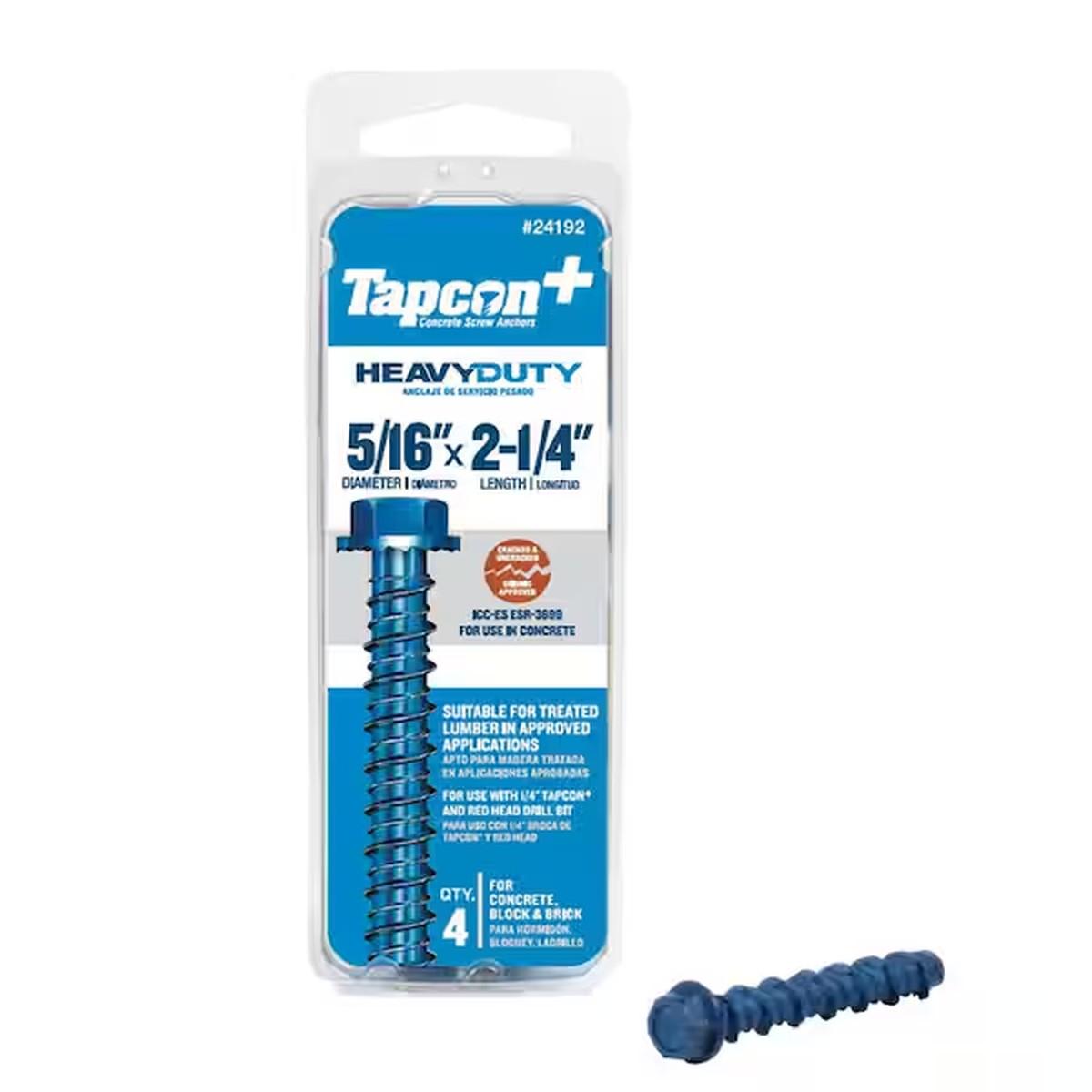 TAPCON 5/16X2 4 PK 24192