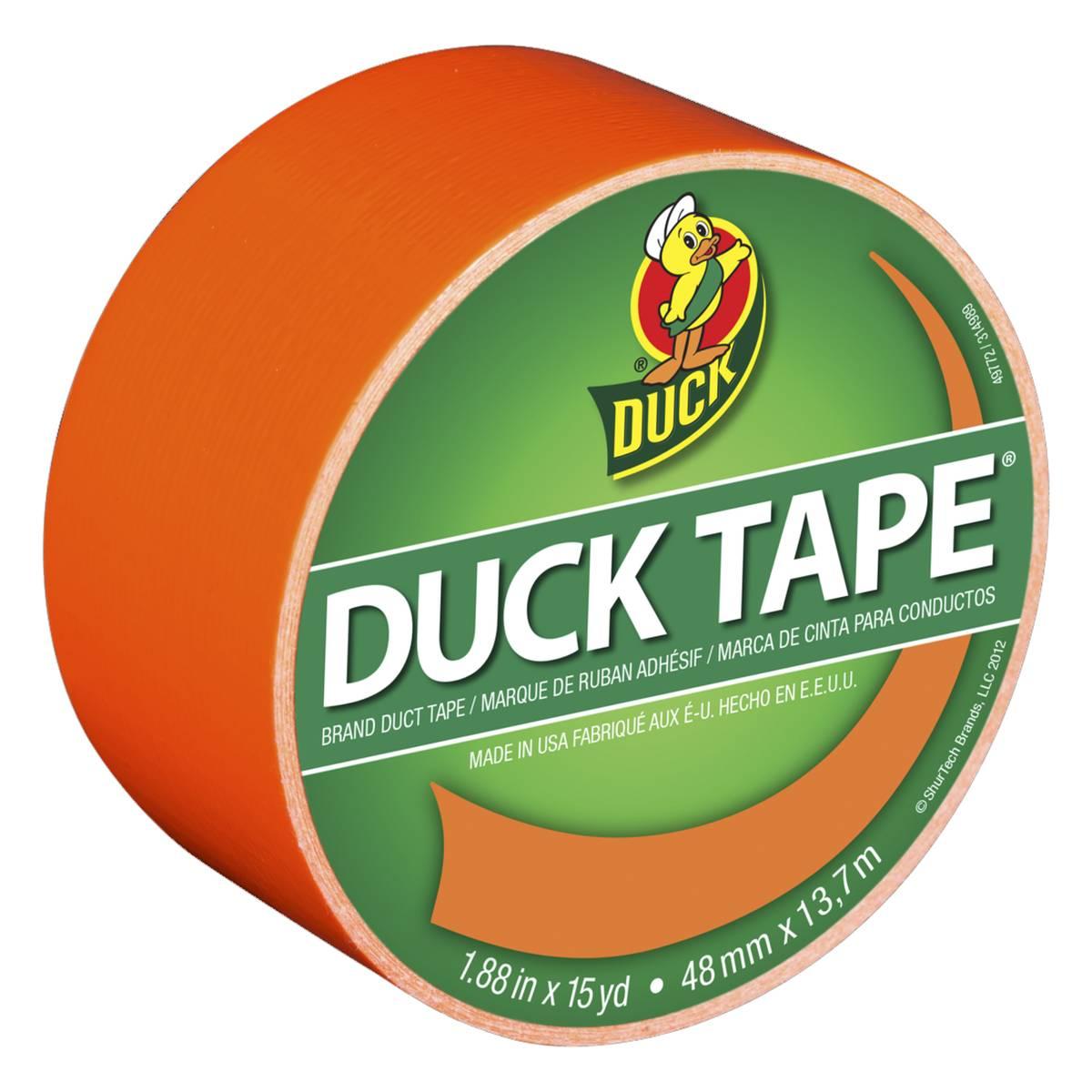 Duck 1265019 Duct Tape, 15 yd L, 1.88 in W, Vinyl Backing, Neon Orange