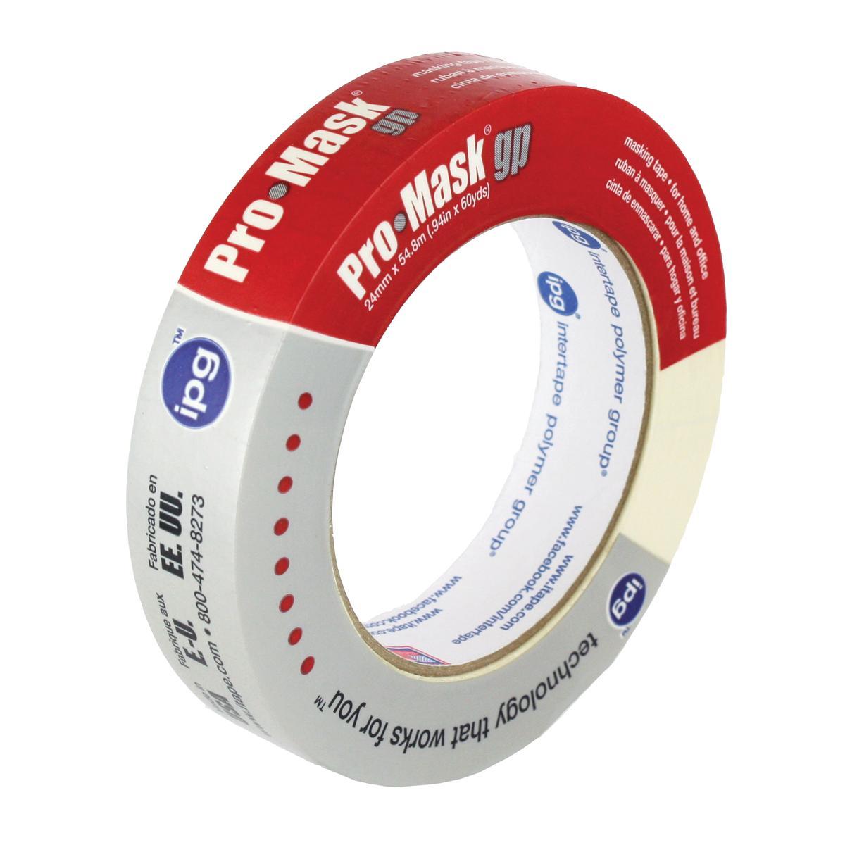 IPG 5101-1 Masking Tape, 60 yd L, 0.94 in W, 5 mil Thick, Crepe Paper/Synthetic Rubber Backing, Beige