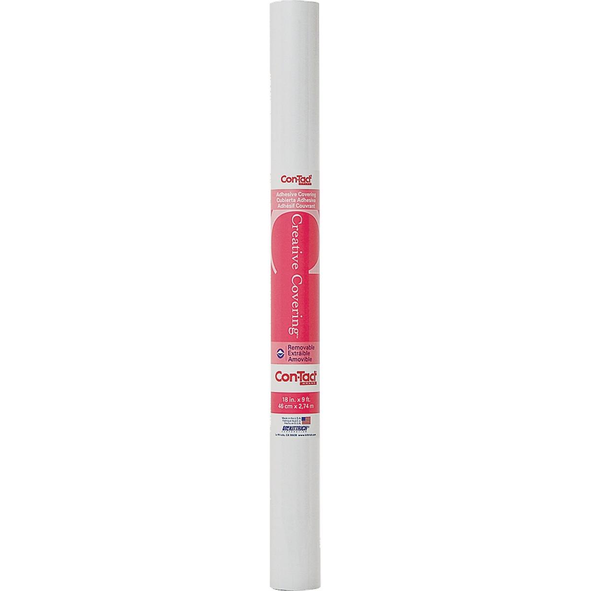Con-Tact 09F-C9953-12 Contact Paper, 9 ft L, 18 in W, Vinyl, White