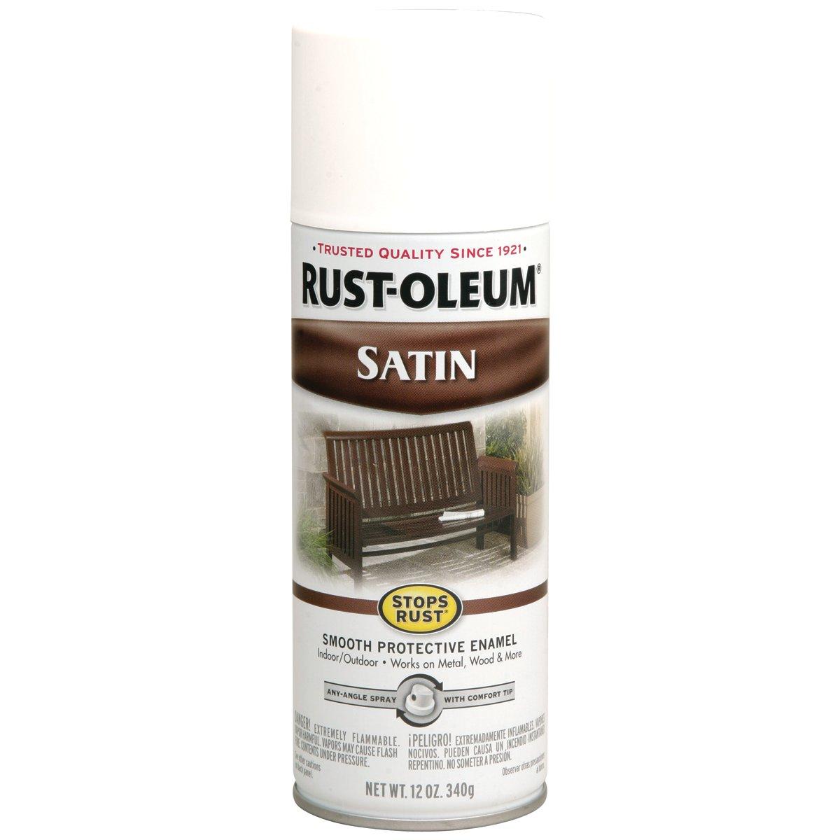 Rust-Oleum 7791830 Rust Preventative Spray Paint, Low Satin, White, 12 oz Can