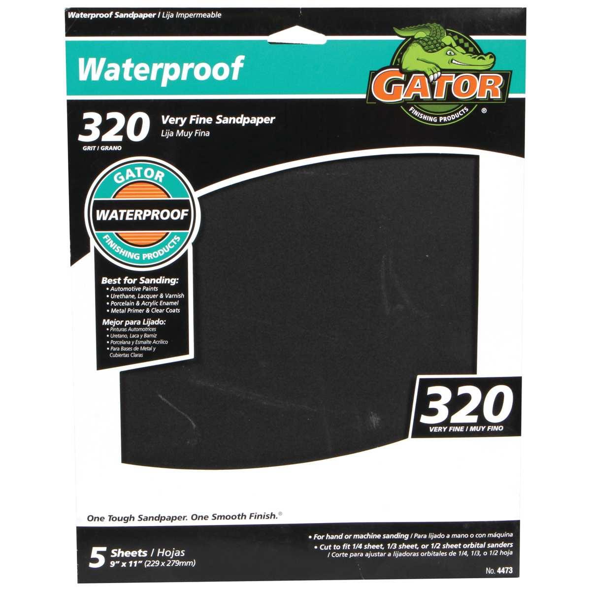 Gator SilicaCut 4473 Sanding Sheet, 11 in L, 9 in W, 320 Grit, Very Fine, Silicon Carbide Abrasive