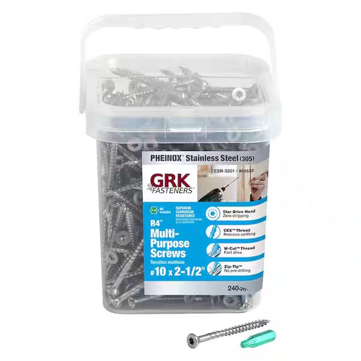 10 X 2-1/2" Grk R4 Pheinox Screws