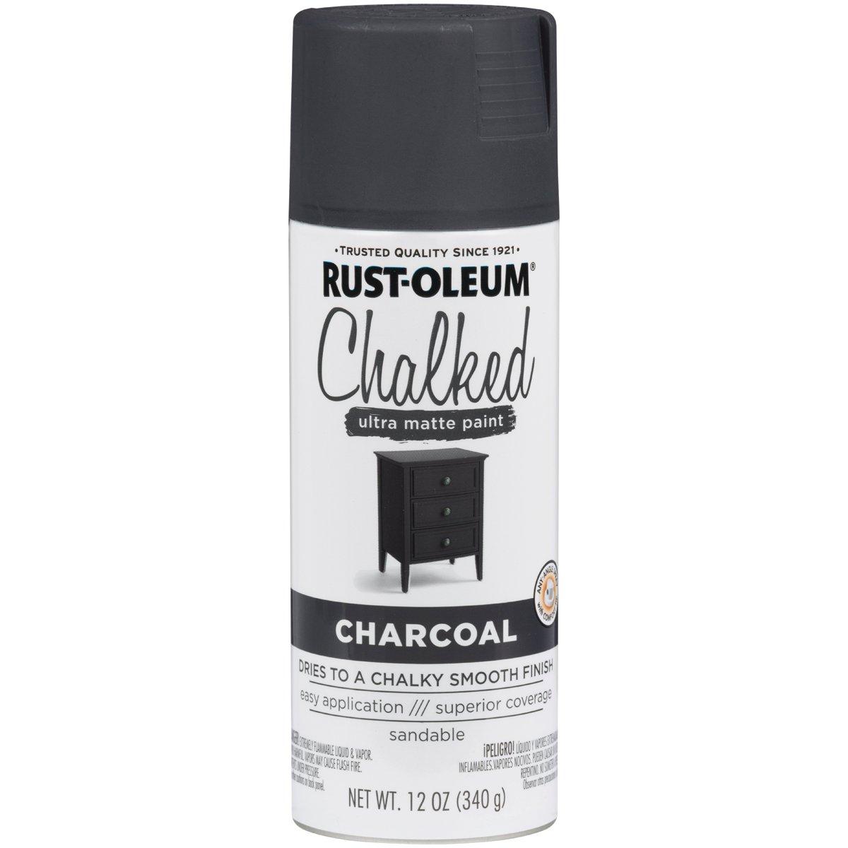 Rust-Oleum 302590 Chalk Spray Paint, Ultra Matte, Charcoal, 12 oz Can