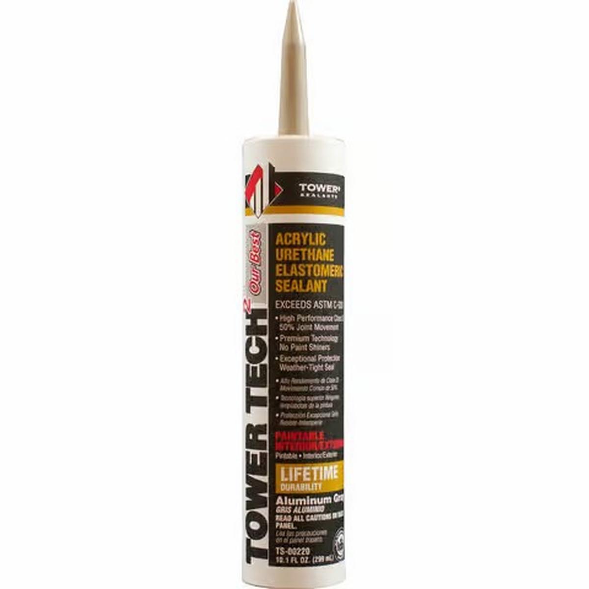 Tower Tech Aluminum Gray Acrylic Urethane Elastomeric Sealant 10.1 oz