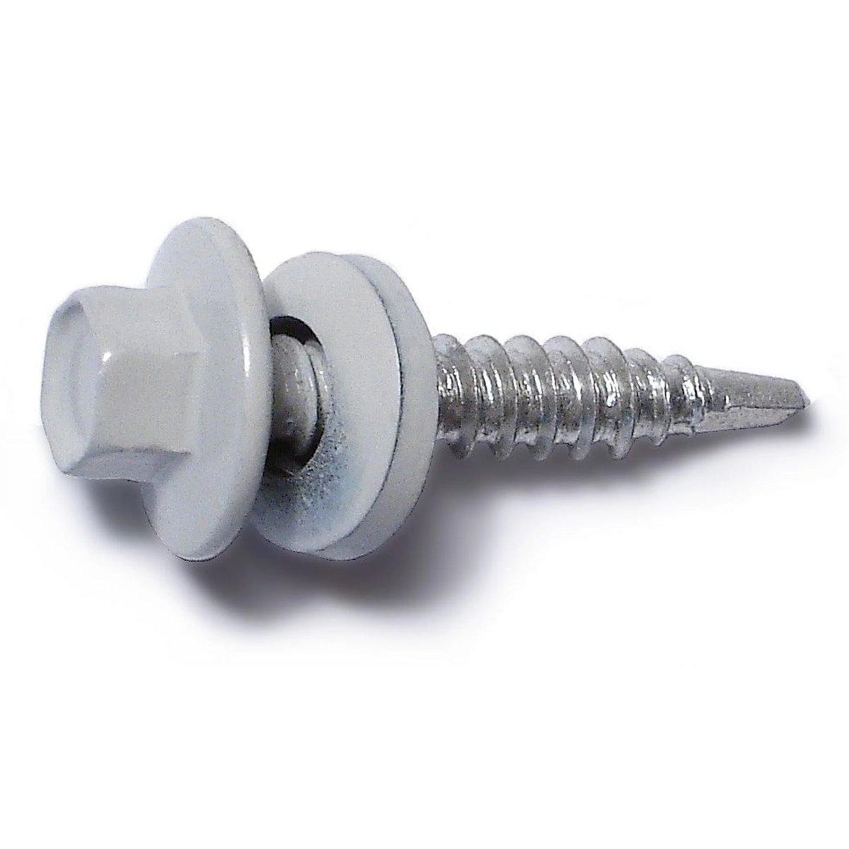 #10-14 x 1 Painted White Pole Barn Screws Self-Drilling White