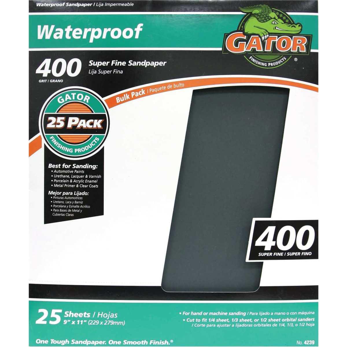 Gator 3281 Sanding Sheet, 11 in L, 9 in W, 400 Grit, Super Fine, Silicon Carbide Abrasive