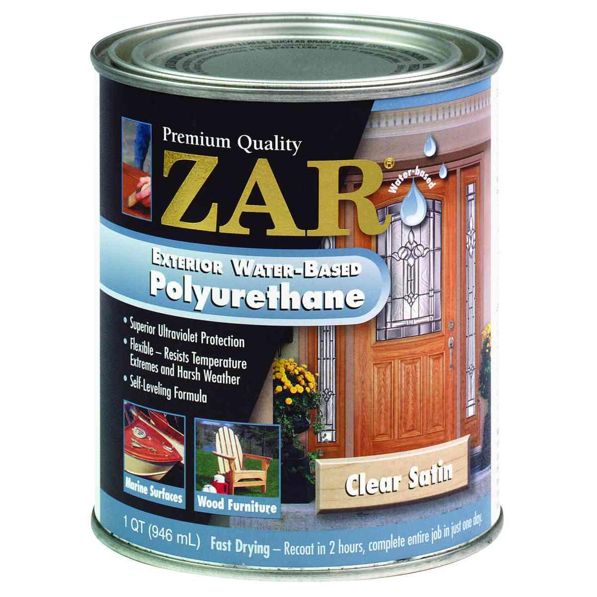 ZAR 32712 Polyurethane, Water Base, Amber, Liquid, 1 qt Can