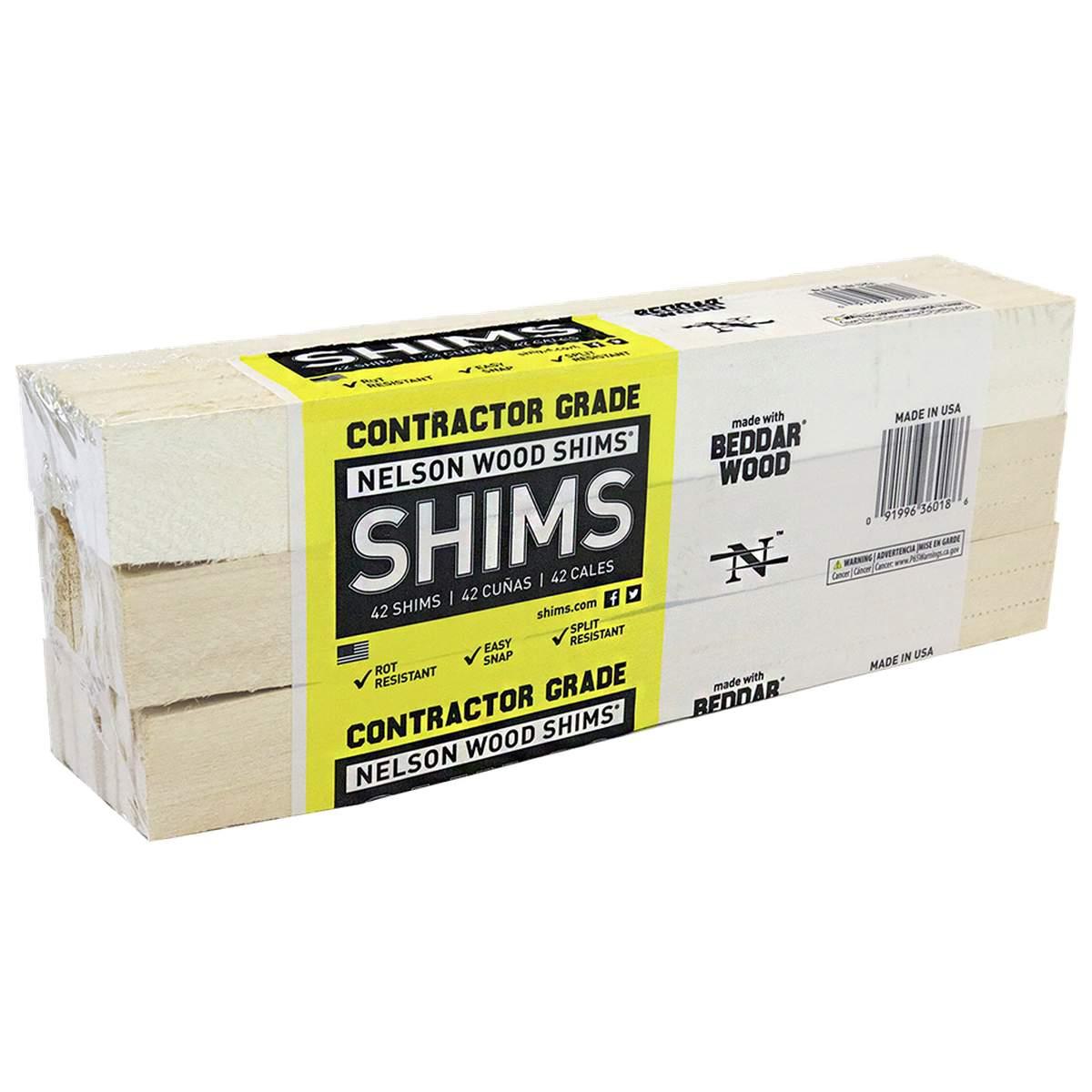 Nelson CSH12/42/12/48B Shim, 12 in L, Wood, Yellow