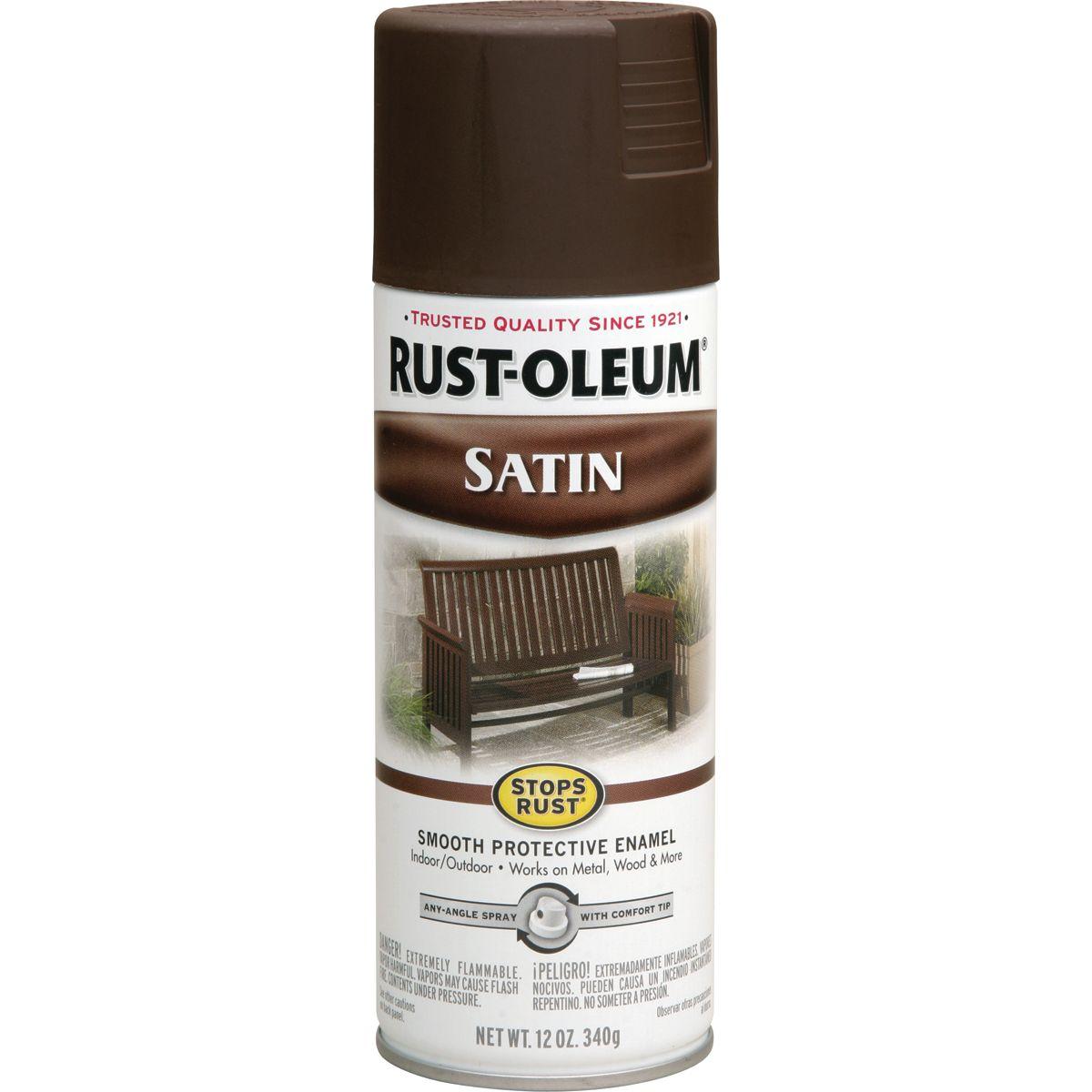 Rust-Oleum 241239 Rust Preventative Spray Paint, Low Satin, Dark Brown, 12 oz Can
