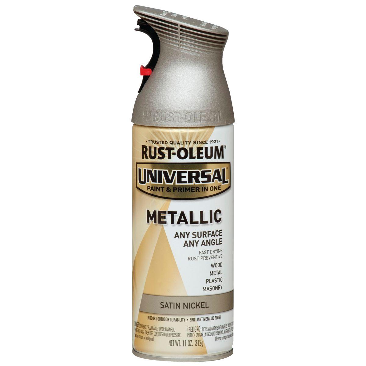 Rust-Oleum 249130 Spray Paint, Metallic, Satin Nickel, 11 oz Can