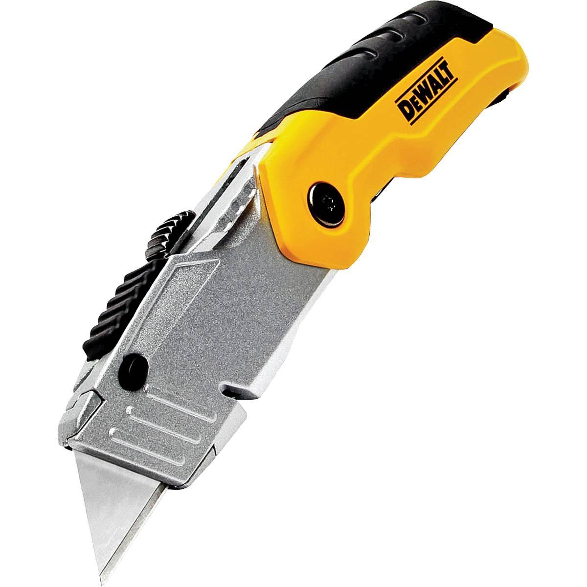 DEWALT DWHT10035L Utility Knife, 2-1/2 in L Blade, Metal Blade, Long Handle, Black/Yellow Handle