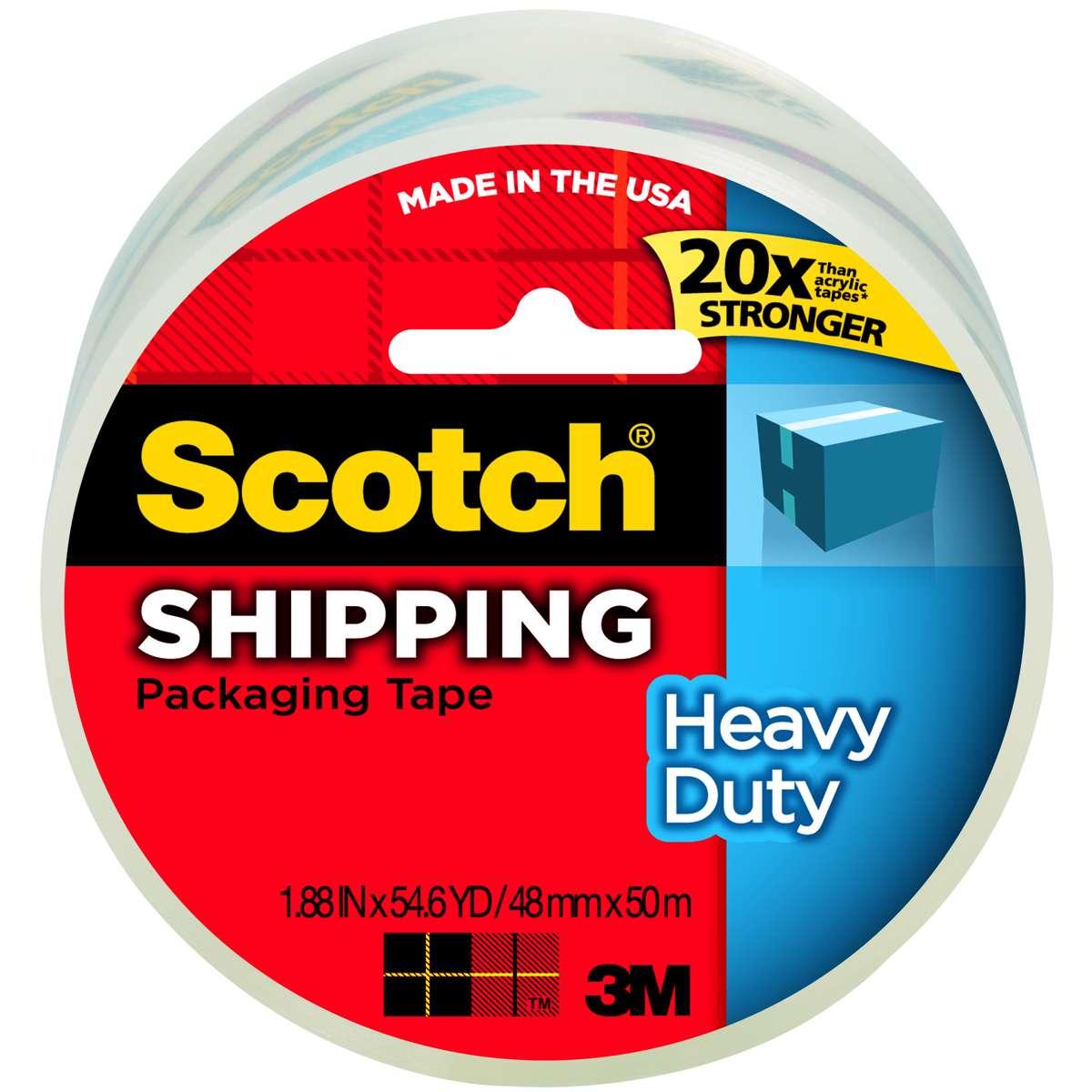 Scotch 3850 Series Packaging Tape, 54.6 yd L, Clear, 1.88 in W, 3.1 mil, Polypropylene Backing