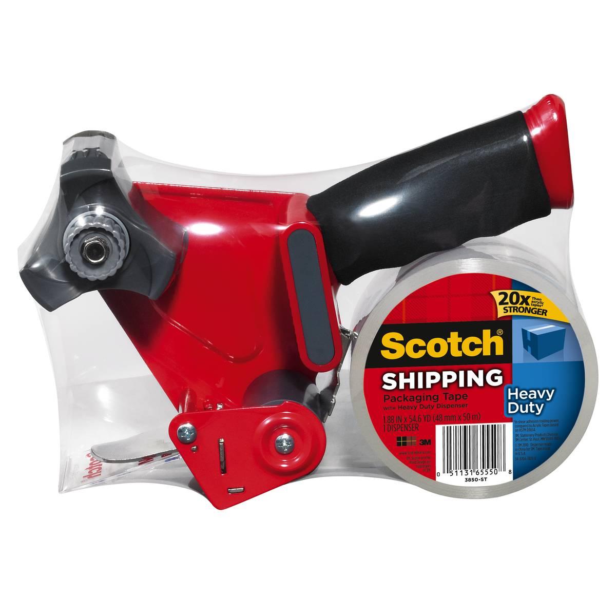 Scotch 3850-ST Series Packaging Tape, Heavy-Duty, 54.6 yd L, Clear, 1.88 in W, Polypropylene Backing