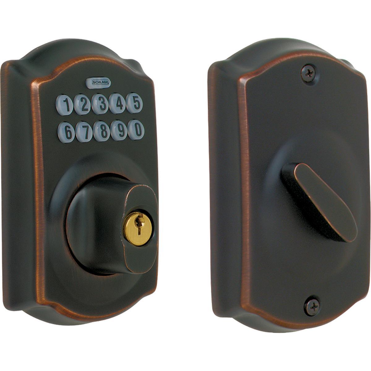 Schlage Electronic Keypad Deadbolt in Aged Bronze
