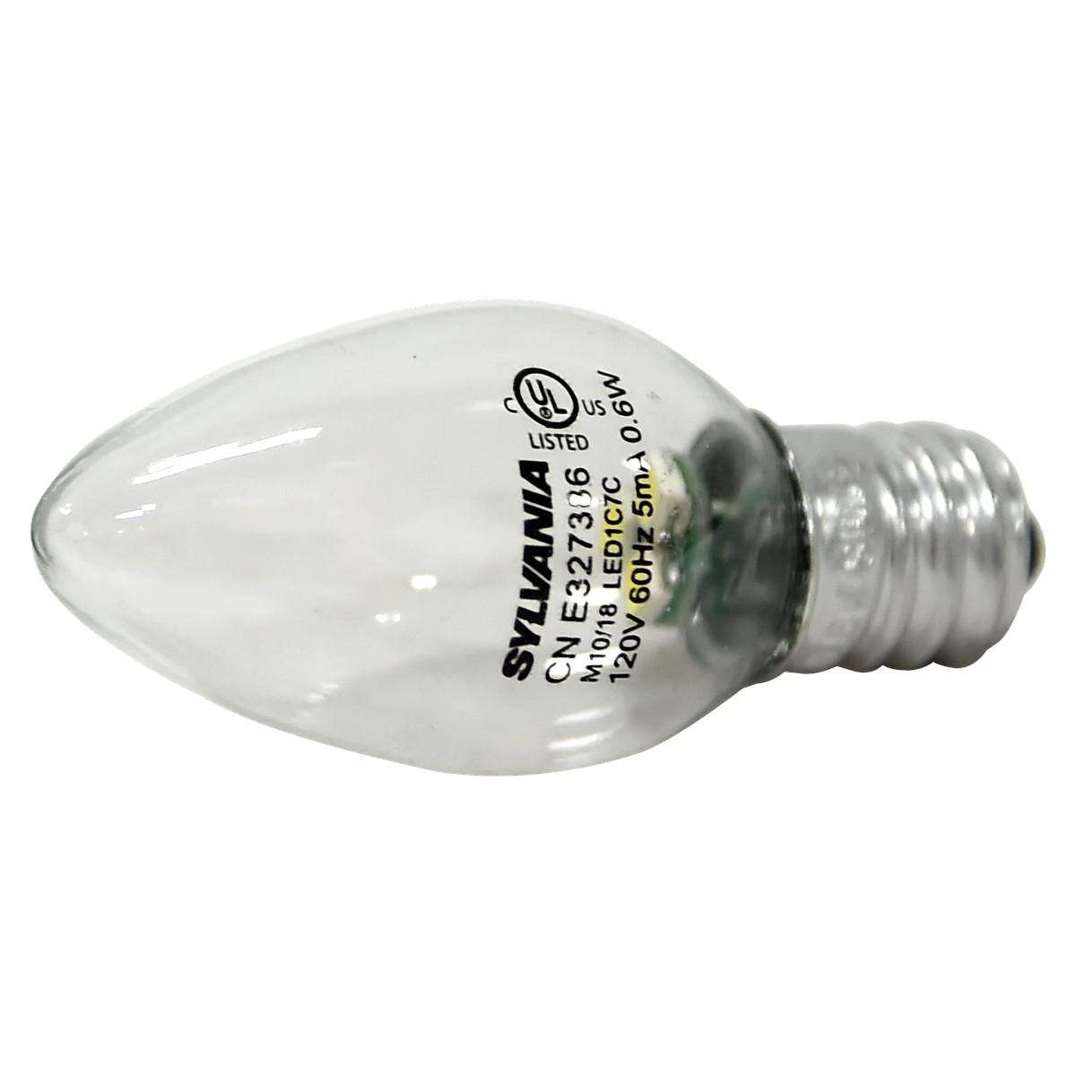 Sylvania LED C7 Decorative Bulb Nightlight 11W Equivalent, E12 Base, Clear, 6500K White
