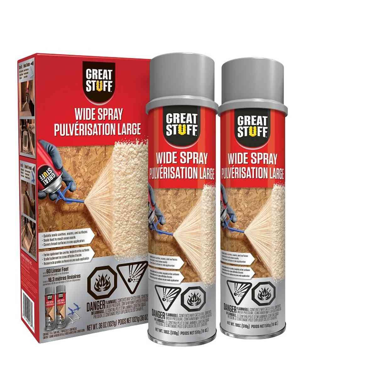 Wide Spray Insulation Foam Sealant, 2-PK, Clear Amber, 18 oz Can