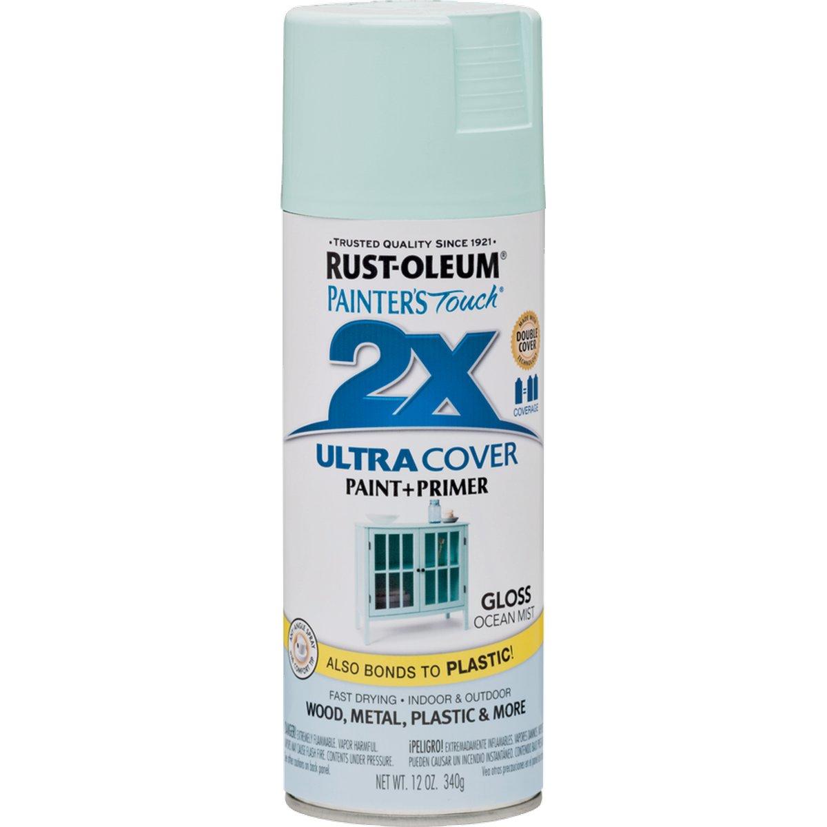 Rust-Oleum Painter's Touch 2X Ultra Cover 334053 Spray Paint, Gloss, Ocean Mist, 12 oz, Aerosol Can