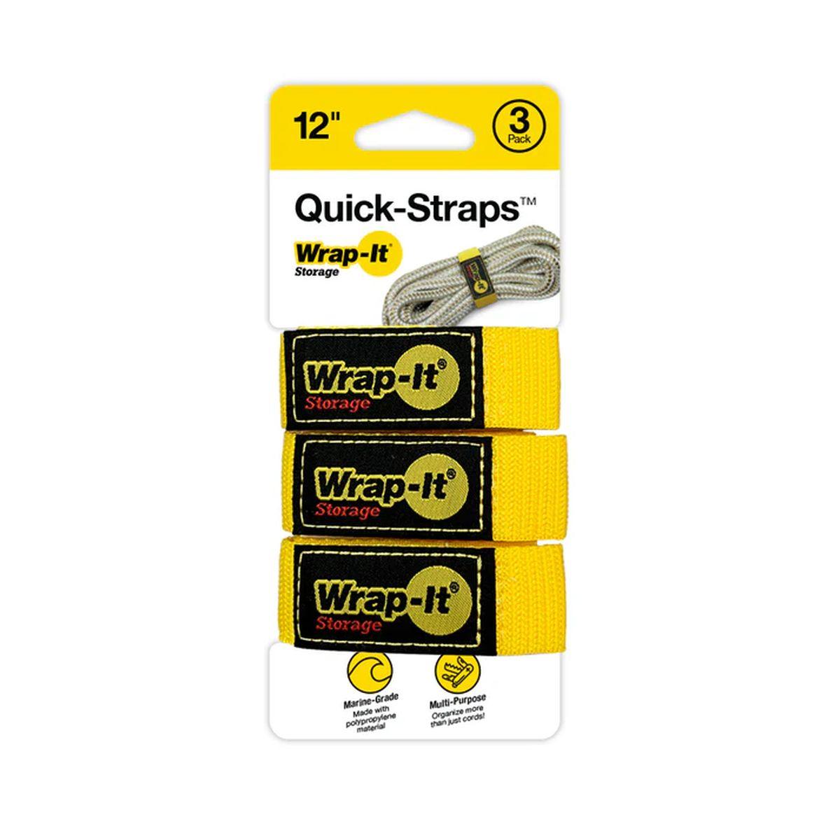 Cord and Rope Organizer, 12 in x 1 in, Polypropylene, Yellow, 3-Pack