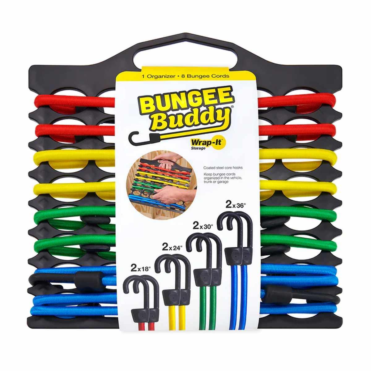 Bungee Buddy Bungee Cord Set, Hook End, Assorted Lengths