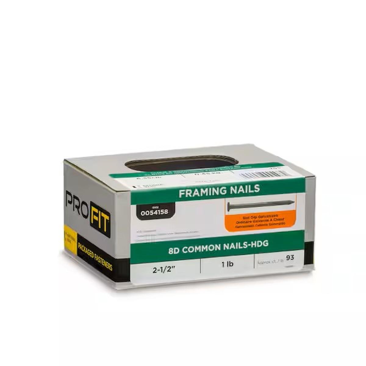 8D x 2-1/2 in Common Nails Bright Steel, 25 lb Box Alt #1