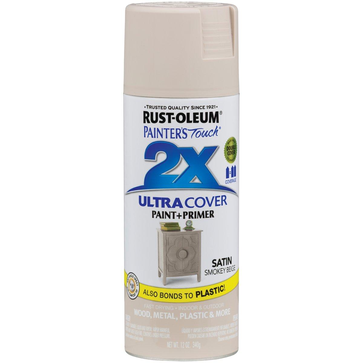 Rust-Oleum Painter's Touch 2X Ultra Cover 334092 Spray Paint, Satin, Smokey Beige, 12 oz, Aerosol Can