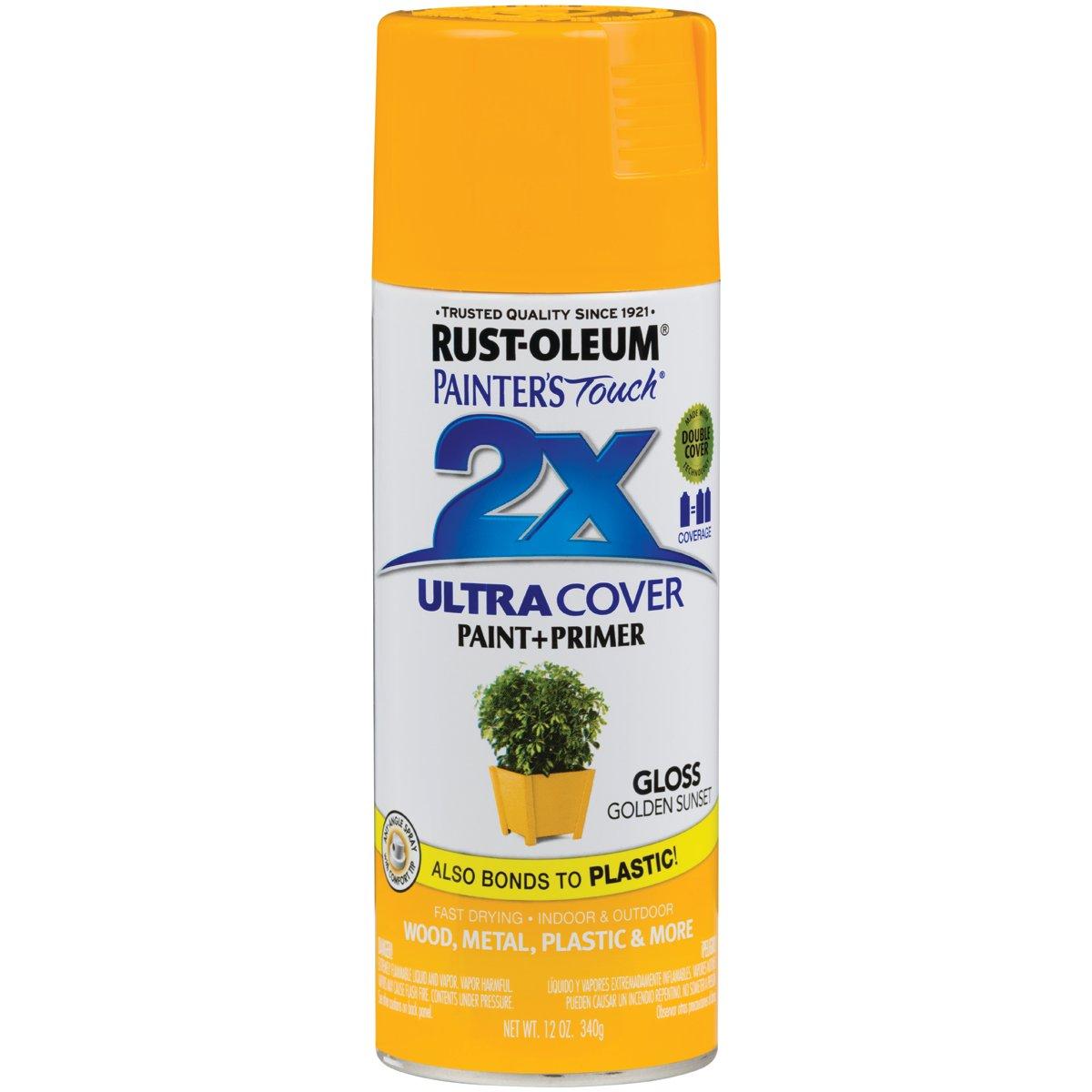 Rust-Oleum Painter's Touch 2X Ultra Cover 334054 Spray Paint, Gloss, Golden Sunset, 12 oz, Aerosol Can