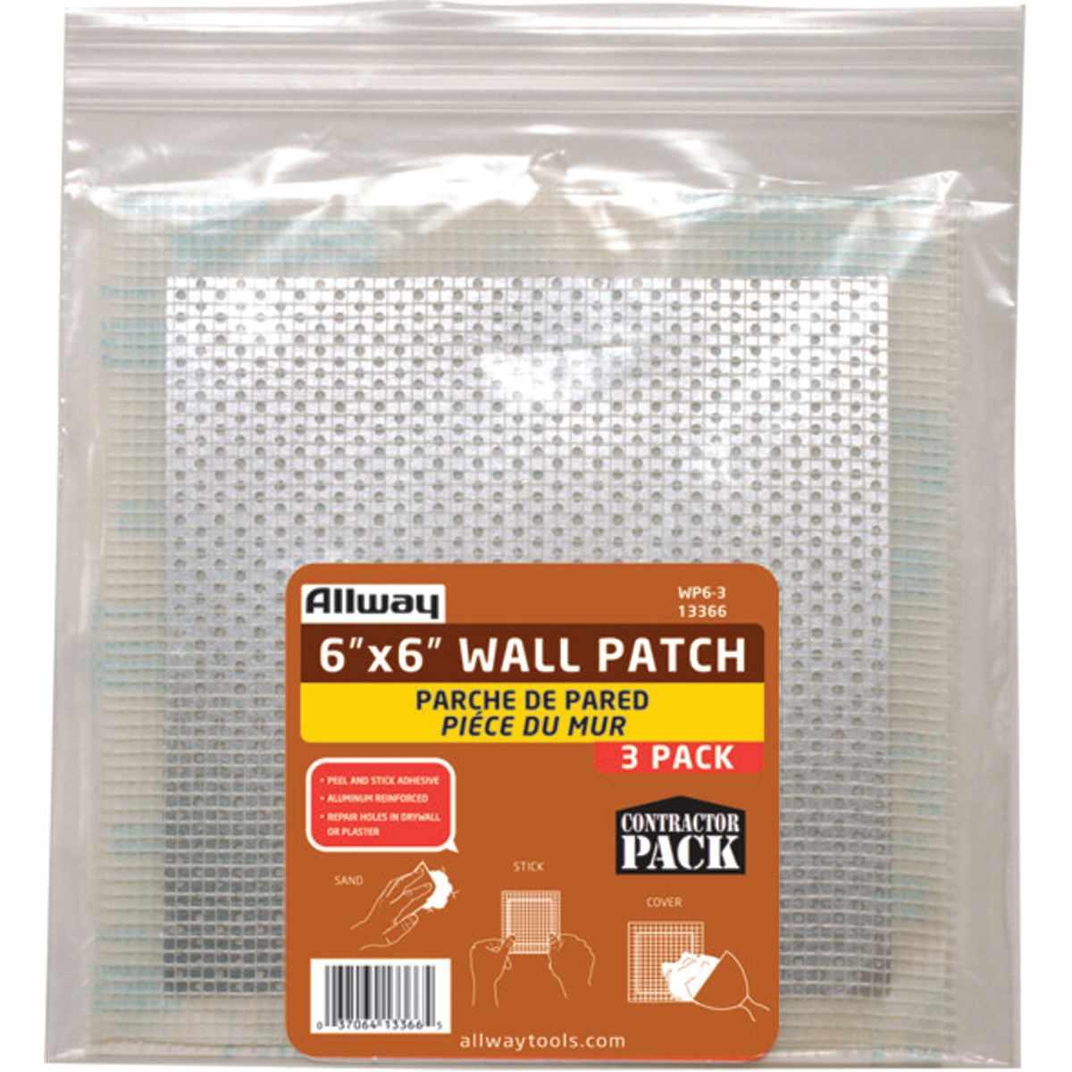 ALLWAY WP6-3 Drywall Patch, 6 x 6 in Dimensions